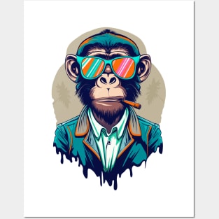 Monkey with glasses. Posters and Art